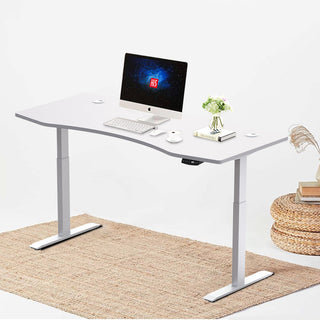 Hi5 Ez Electric Height Adjustable Standing Desk with ergonomic contoured Tabletop (71"x 31.5" / 180 x 80cm) and dual motor lift system for Home Office Workstation