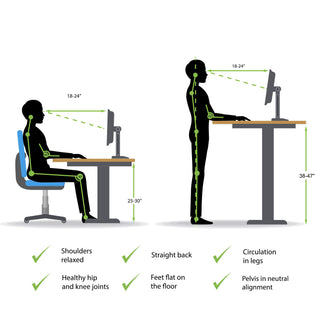 Hi5 Electric Height Adjustable Standing Desks with Rectangular Tablet (55"x 27.5") for Home Office Workstation