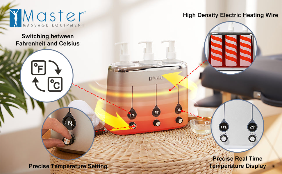 Master 3 Bottles Massage Lotion Warmer