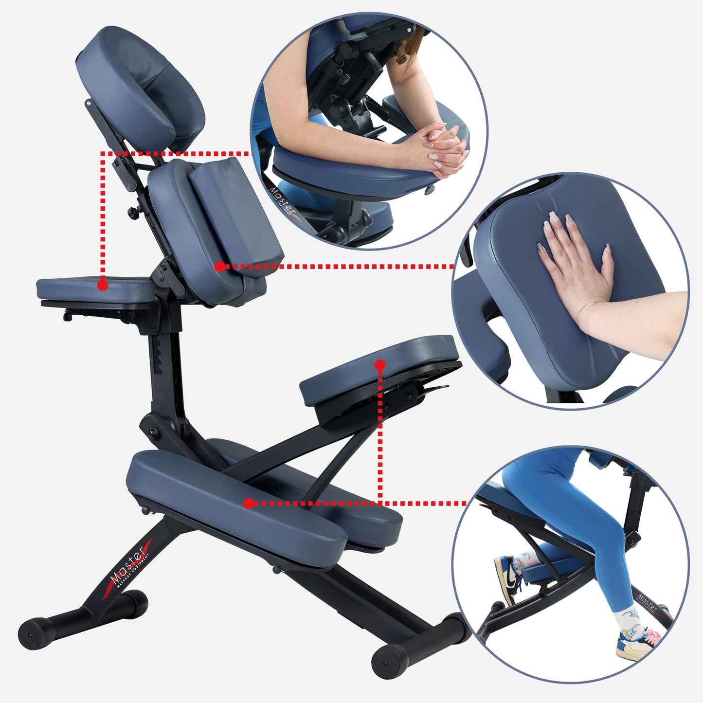 Master Massage Rio Portable Massage Chair Lightweight Strong Deluxe Adjustable Storable with Luggage Style Carrying Case