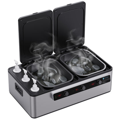 Master Massage Professional Electric 2 in 1 Massage Stone Heater & 3 Bottle Massage Lotion Heater