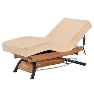 Master Massage Atlas Deluxe Electric Lift Spa Salon Stationary Bed - Cream Top with Interchangable Black Upholstery