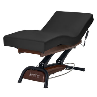 Master Massage Atlas Deluxe Electric Lift Spa Salon Stationary Bed - Cream Top with Interchangable Black Upholstery