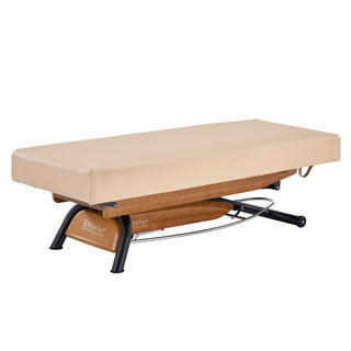 Master Massage Atlas Flat Electric Lift Spa Salon Stationary Bed - Cream Top with Interchangable Black Upholstery