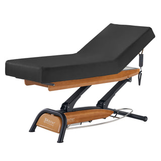 Master Massage Atlas Liftback Electric Lift Spa Salon Stationary Bed - Cream Top with Interchangable Black Upholstery