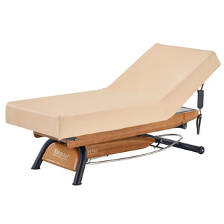 Master Massage Atlas Liftback Electric Lift Spa Salon Stationary Bed - Cream Top with Interchangable Black Upholstery