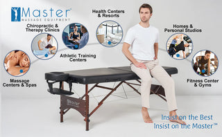 Master Massage 28" Argo Portable Massage Table Package in Black Upholstery, Walnut Legs