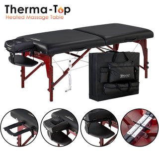 Master Massage 31" MONTCLAIR™ Portable Massage Table Package with Therma-Top® - Adjustable Heating System, Shiatsu Cables, & Reiki Panels