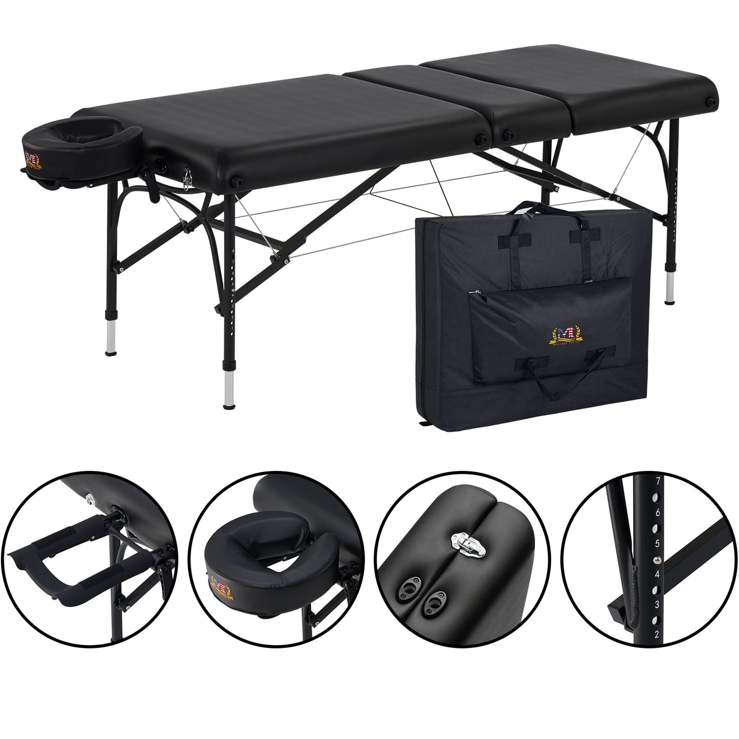 Master Massage 29" Violet Tilt Salon Portable Aluminum Massage Table Package 3 Section Liftback Tilting Backrest